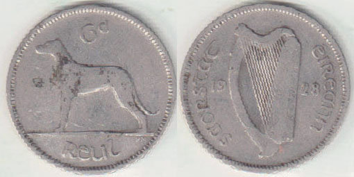 1928 Ireland 6 Pence A008364